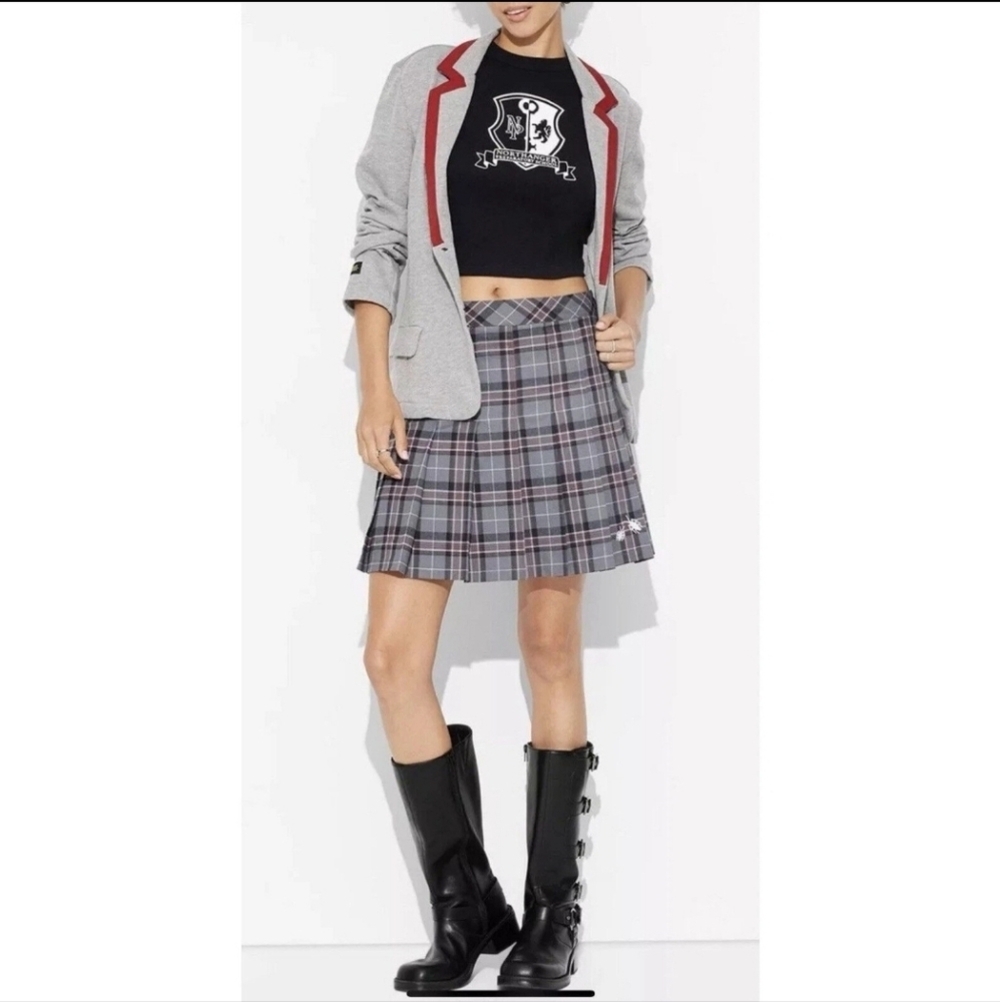 Beetlejuice Astrid Gray Plaid Skirt Uniform Skort Pleated Women